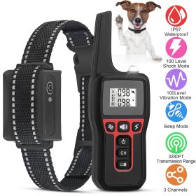 3280FT Dog Training Collar IP67 Waterproof Pet Beep Vibration Electric Shock Collar