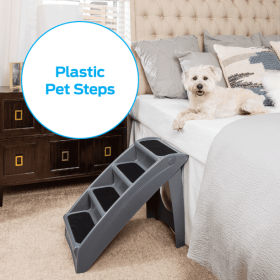 Pet Plastic Pet Steps, Foldable, Helps Your Pet Get Up & Down - Supports Up To 150lbs