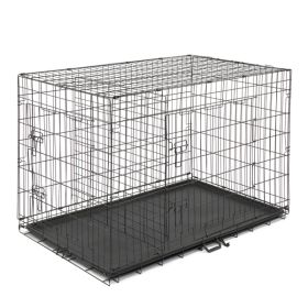 48" Pet Kennel Cat Dog Folding Steel Crate Animal Playpen Wire Metal