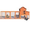 122"Large Wooden Chicken Coop,Outdoor Hen House with Nest Box,Wire Fence Poultry Cage