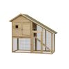 55" L 2-Tier Wooden Rabbit Hutch Bunny Cage Small Animal House with Ramp, Waterproof Roof, Removable Tray and Outdoor Run