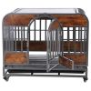 37in Heavy Duty Dog Crate, Furniture Style Dog Crate with Removable Trays and Wheels for High Anxiety Dogs